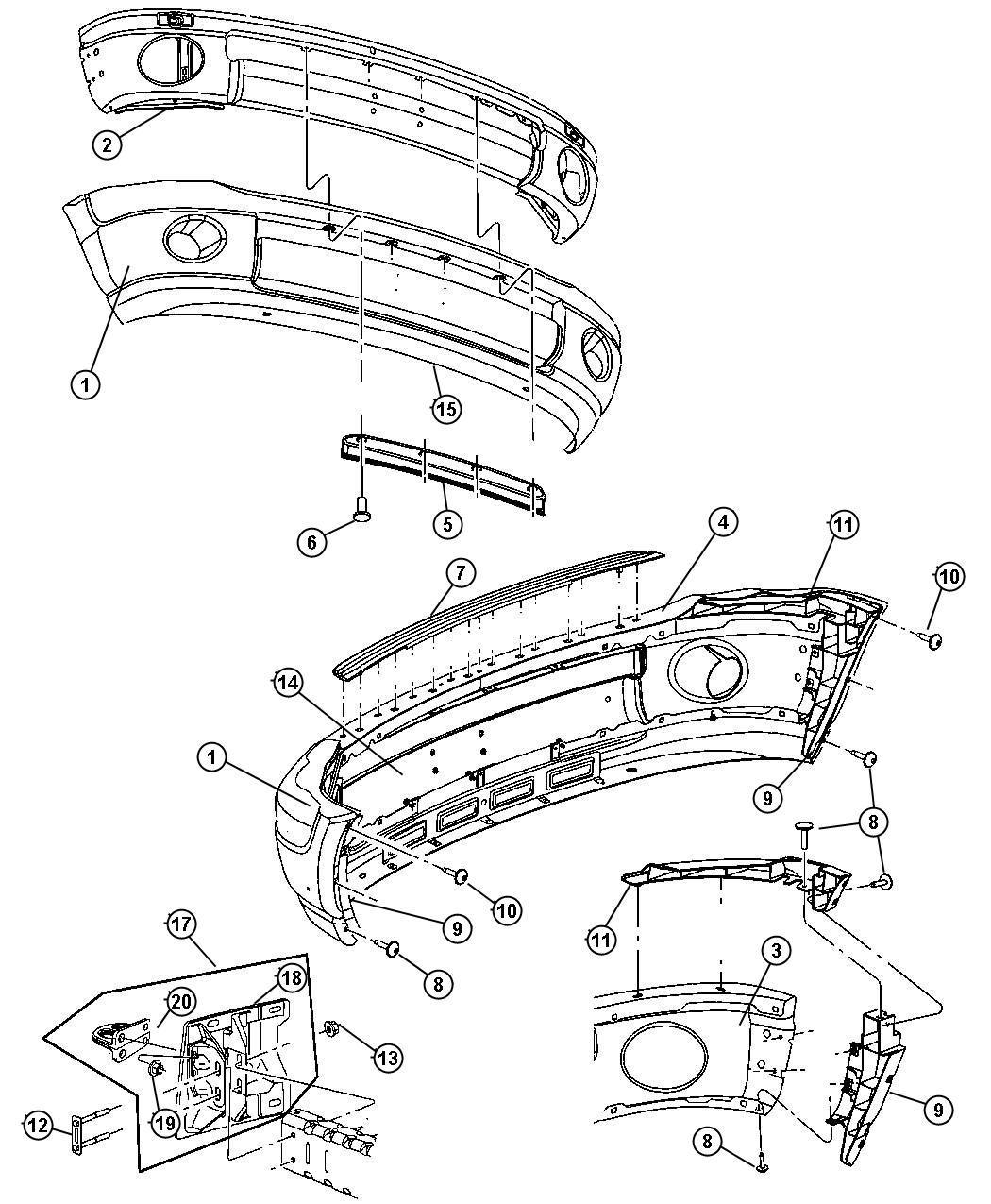 Diagram Front Bumper, Body Color. for your 2004 Dodge Ram 1500   