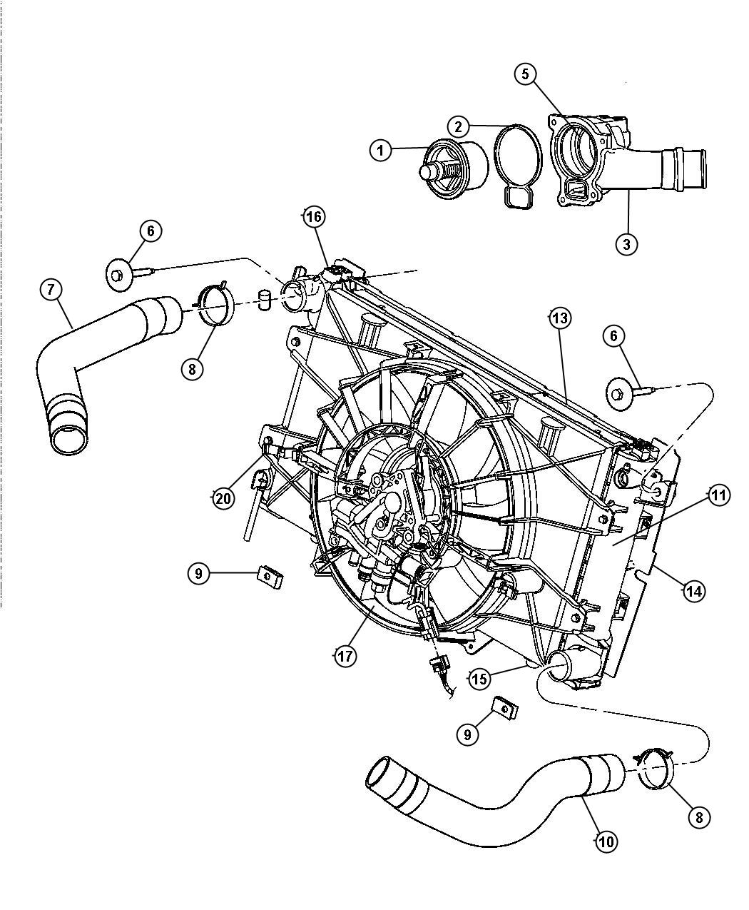 Diagram Radiator and Related Parts. for your 2010 Dodge Dakota   