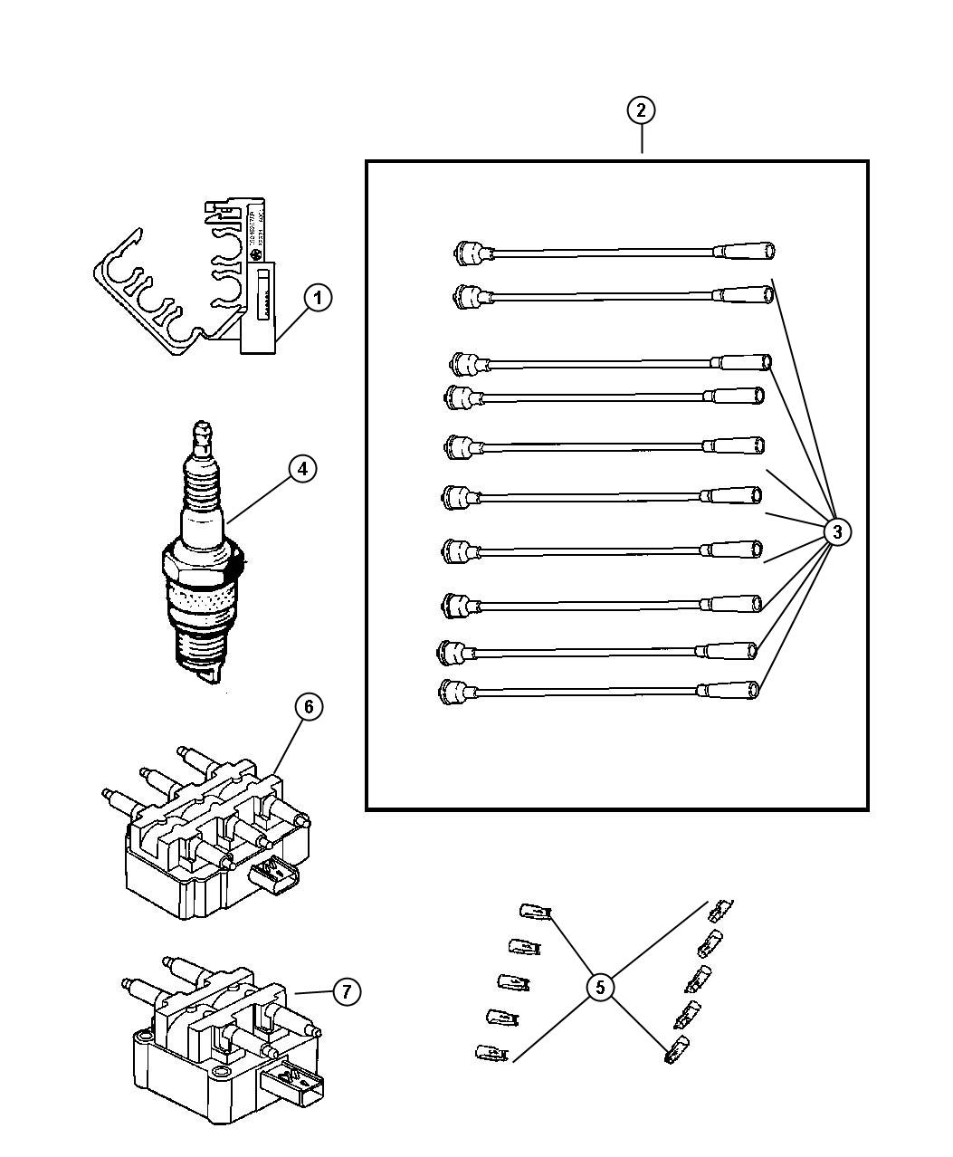 Diagram Spark Plugs - Cables - Coil. for your 2000 Chrysler 300  M 