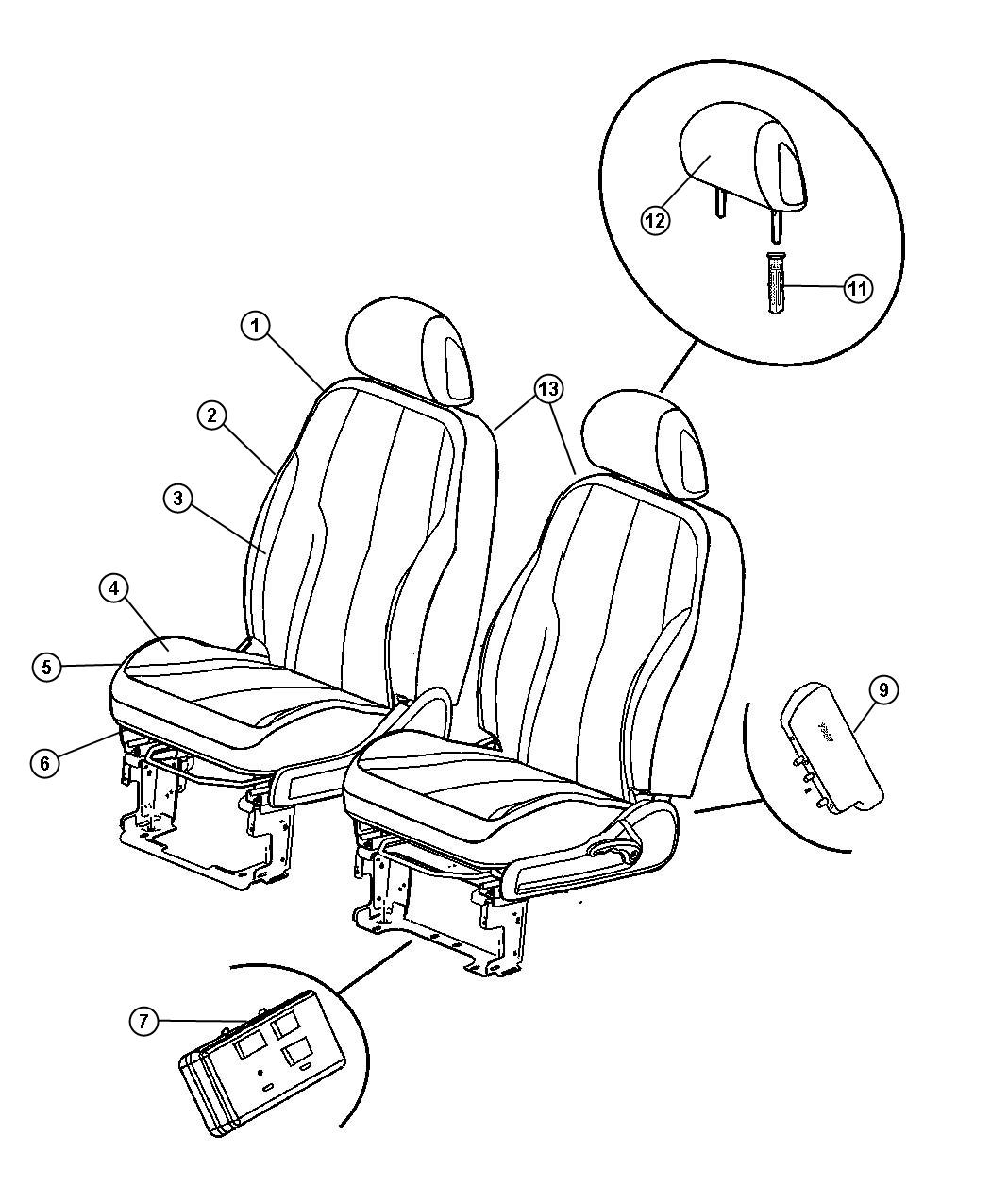 Diagram Front Seat - Trim Code [P7] - 44 Body. for your Chrysler