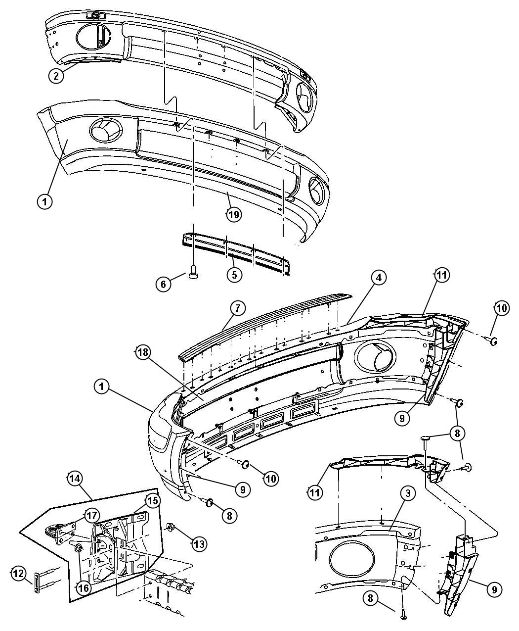 Diagram Front Bumper, Body Color. for your 2004 Dodge Ram 1500   