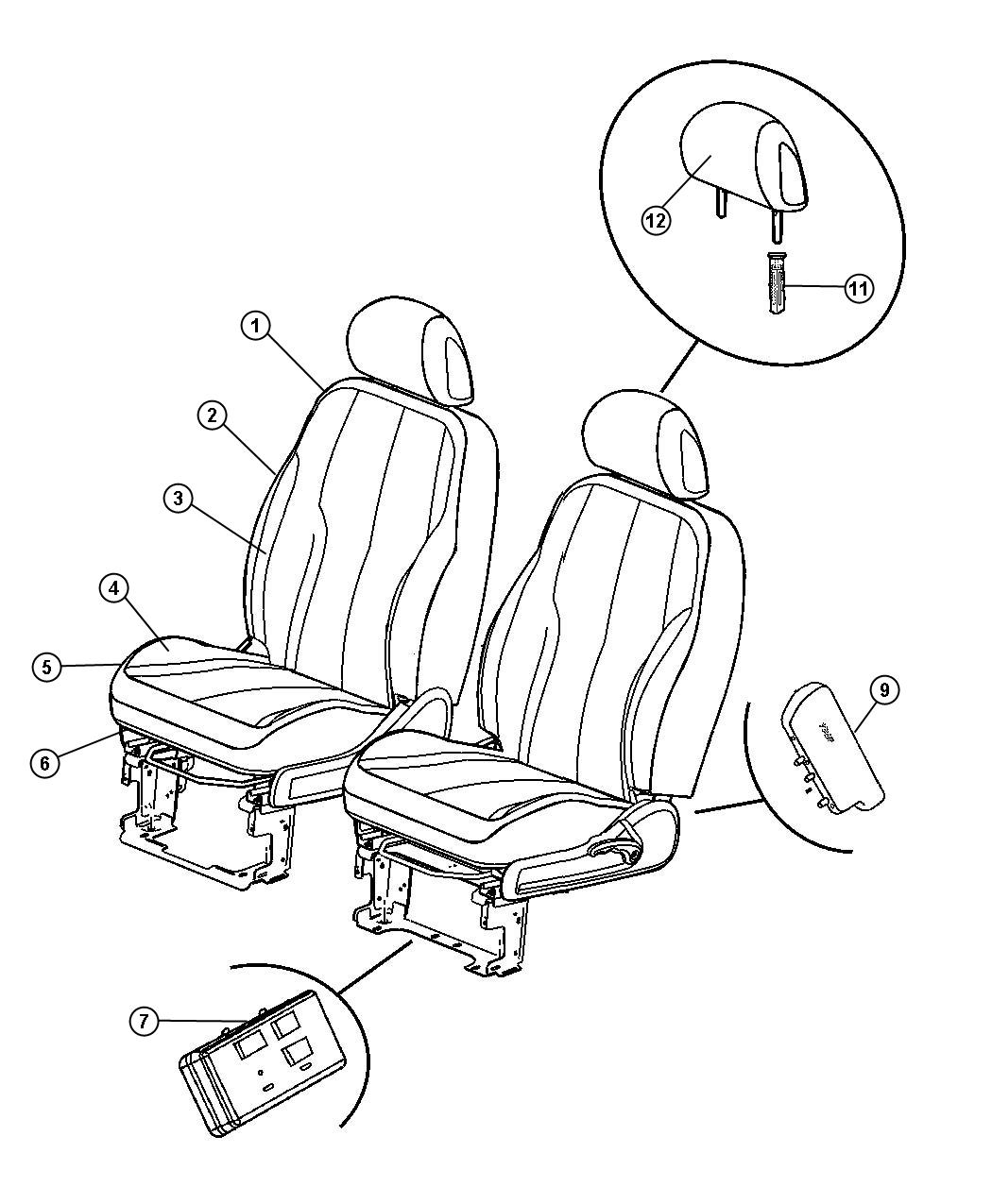 Diagram Front Seat - Trim Code [CL]. for your Chrysler