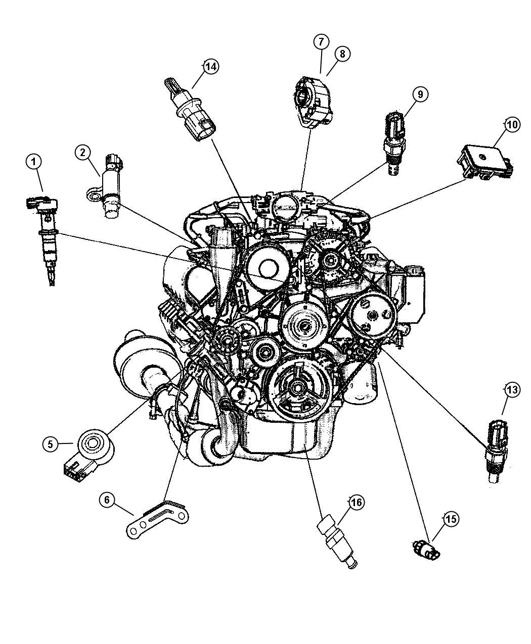 Diagram Sensors, Engine. for your Dodge Ram 1500  