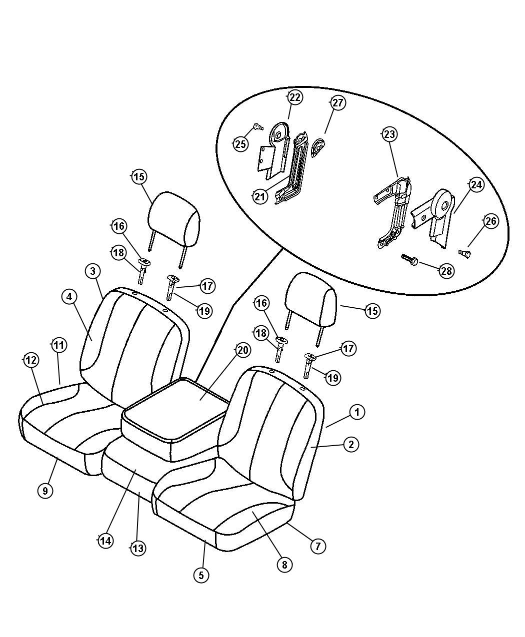 Front, Vinyl, Split Bench,Trim Code [TX]. Diagram