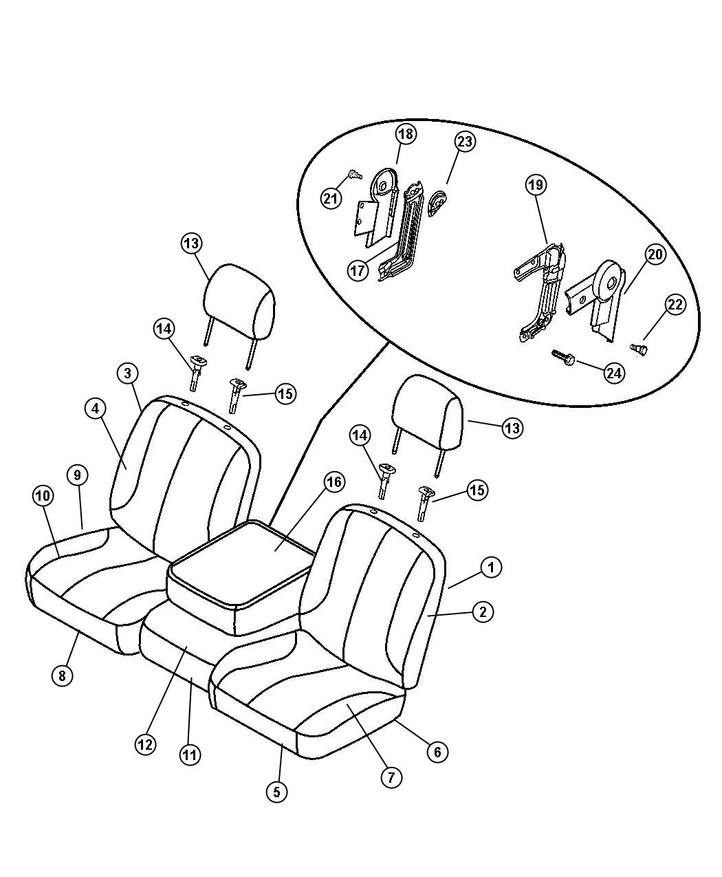 Front, Vinyl, Split Bench,Trim Code [TX]. Diagram