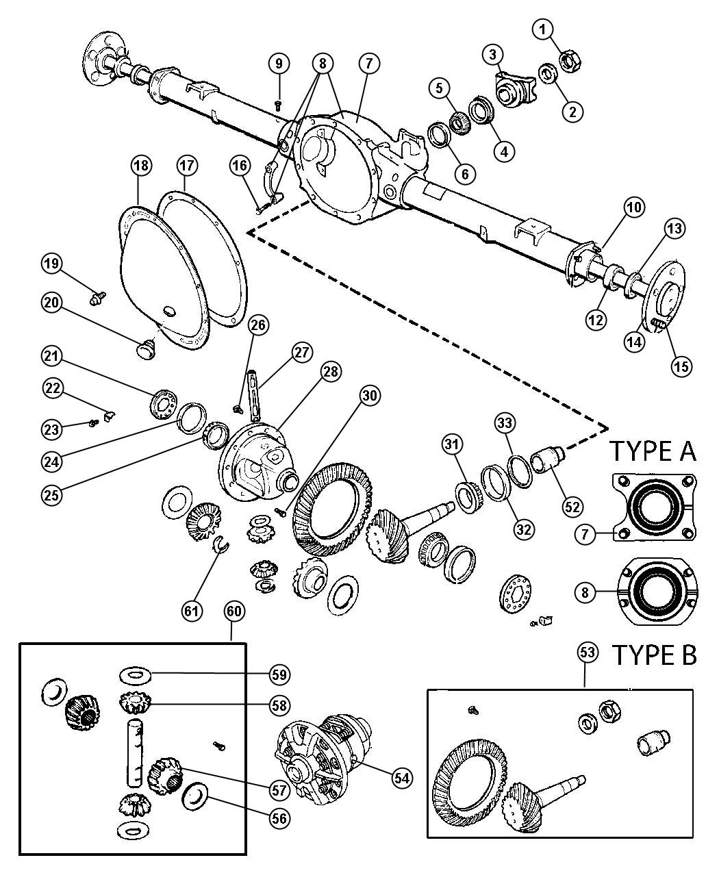 Axle,Rear,with Differential and Housing,Corporate 8.25 [Corporate 8.25 Rear Axle]. Diagram