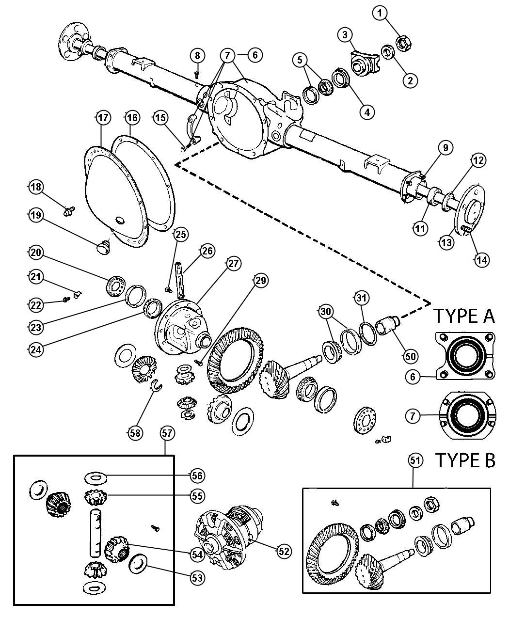 Diagram Axle,Rear,with Differential and Housing,Corporate 9.25LD [Corporate 9.25 LD Rear Axle]. for your Dodge Ram 5500  