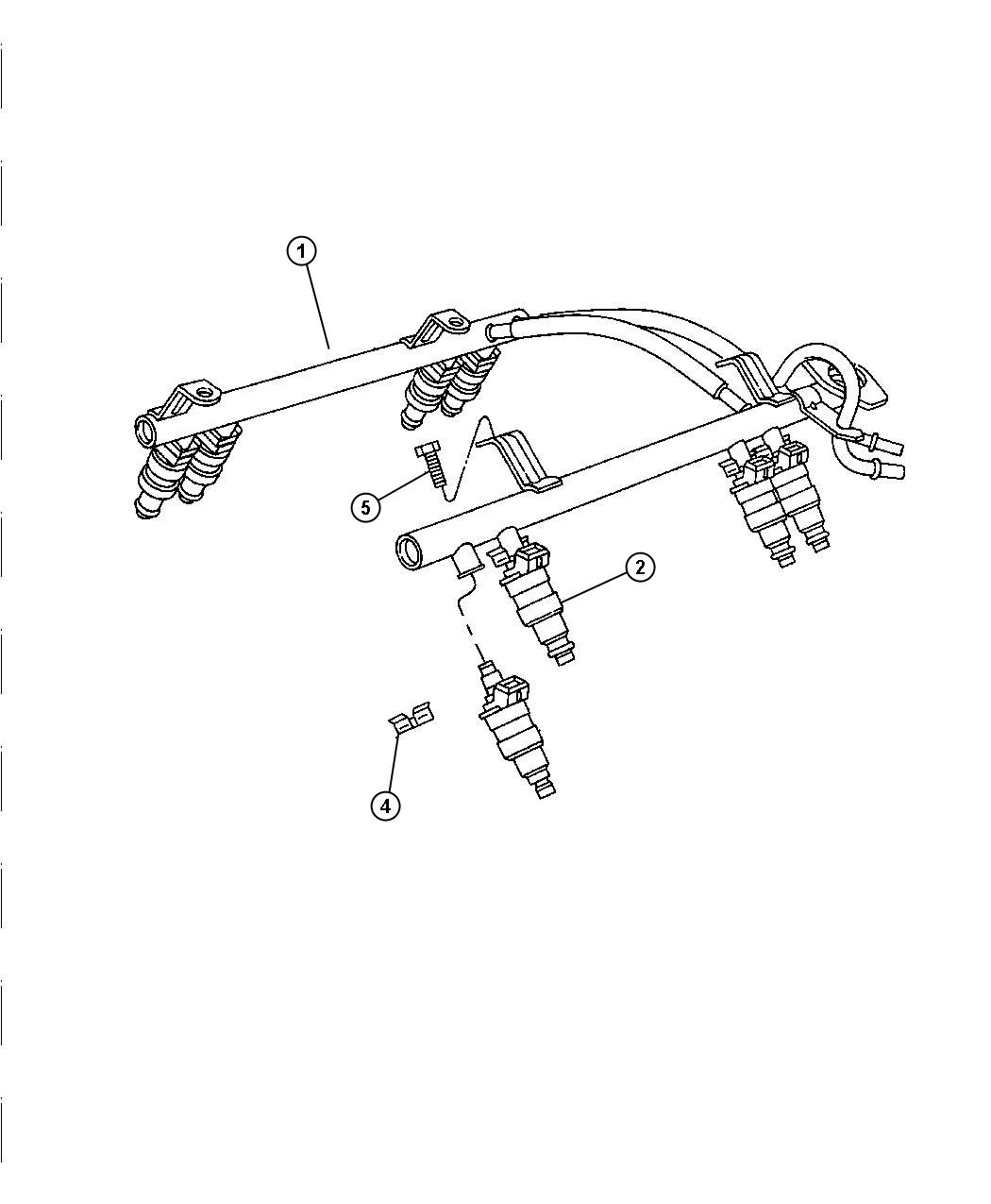 Fuel Rail, 3.7L [3.7L V6 Engine], 4.7L [All 4.7L Gas Engines], 5.7L [All 5.7L 8Cyl Gas Engines] 8.3 [8.3L V10 SFI ENGINE]. Diagram