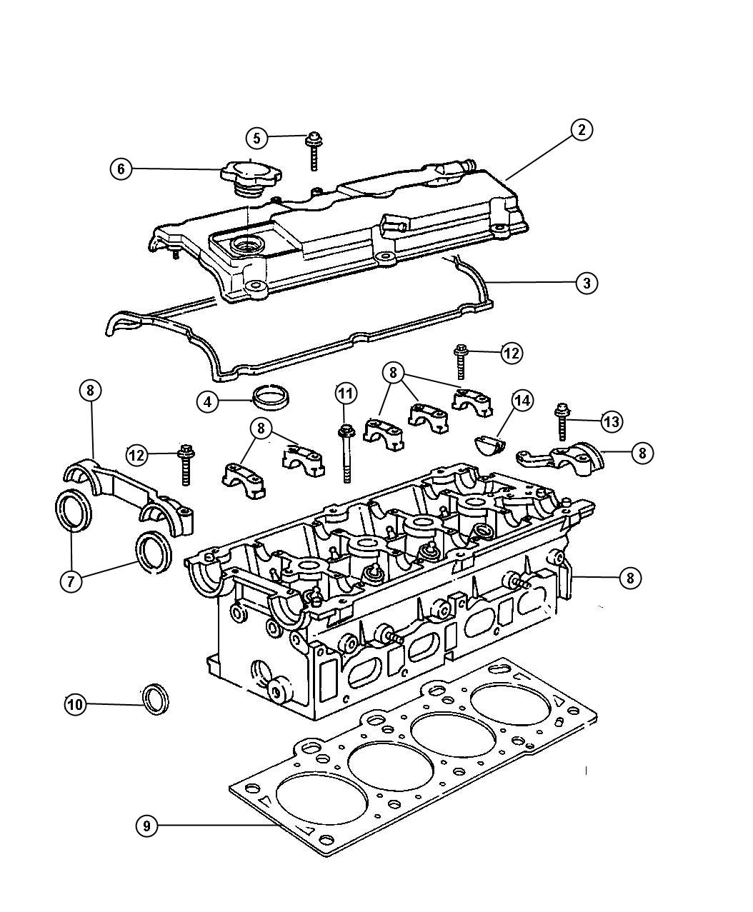 Diagram Cylinder Head 2.4L [2.4L 4 Cyl DOHC 16V SMPI Engine]. for your 1999 Chrysler 300 M  