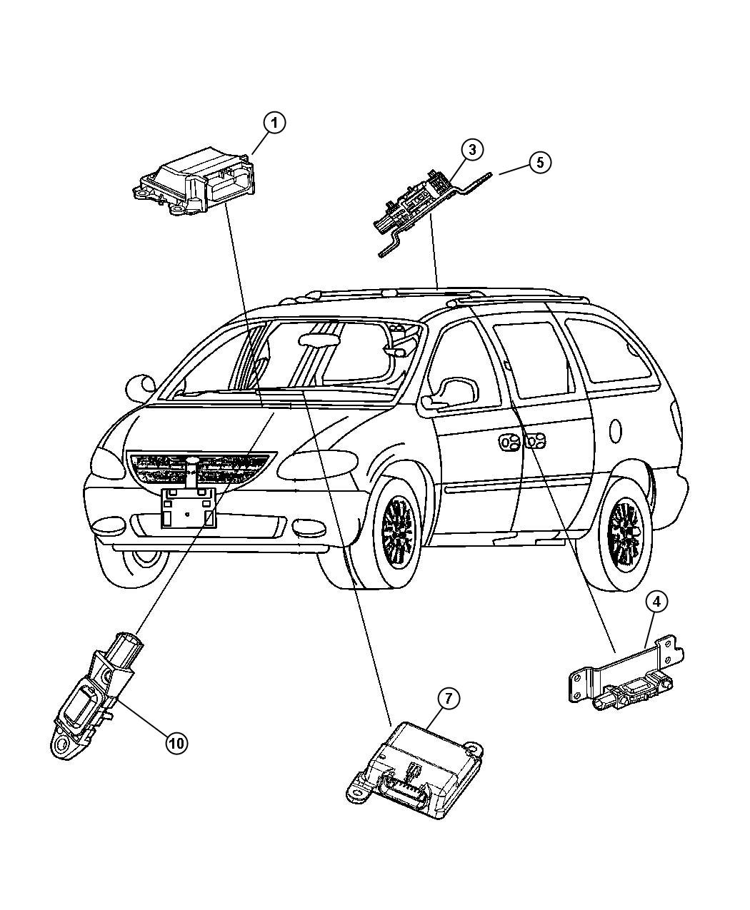 Diagram Air Bag Modules and Sensors. for your Dodge