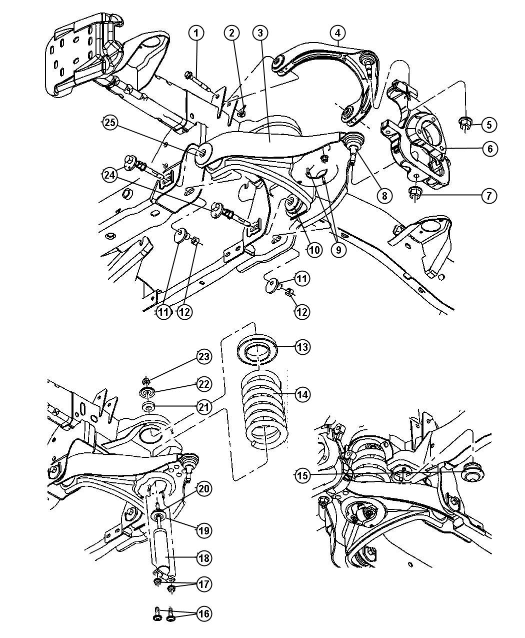 Upper and Lower Control Arms,Springs and Shocks,DR 1. Diagram