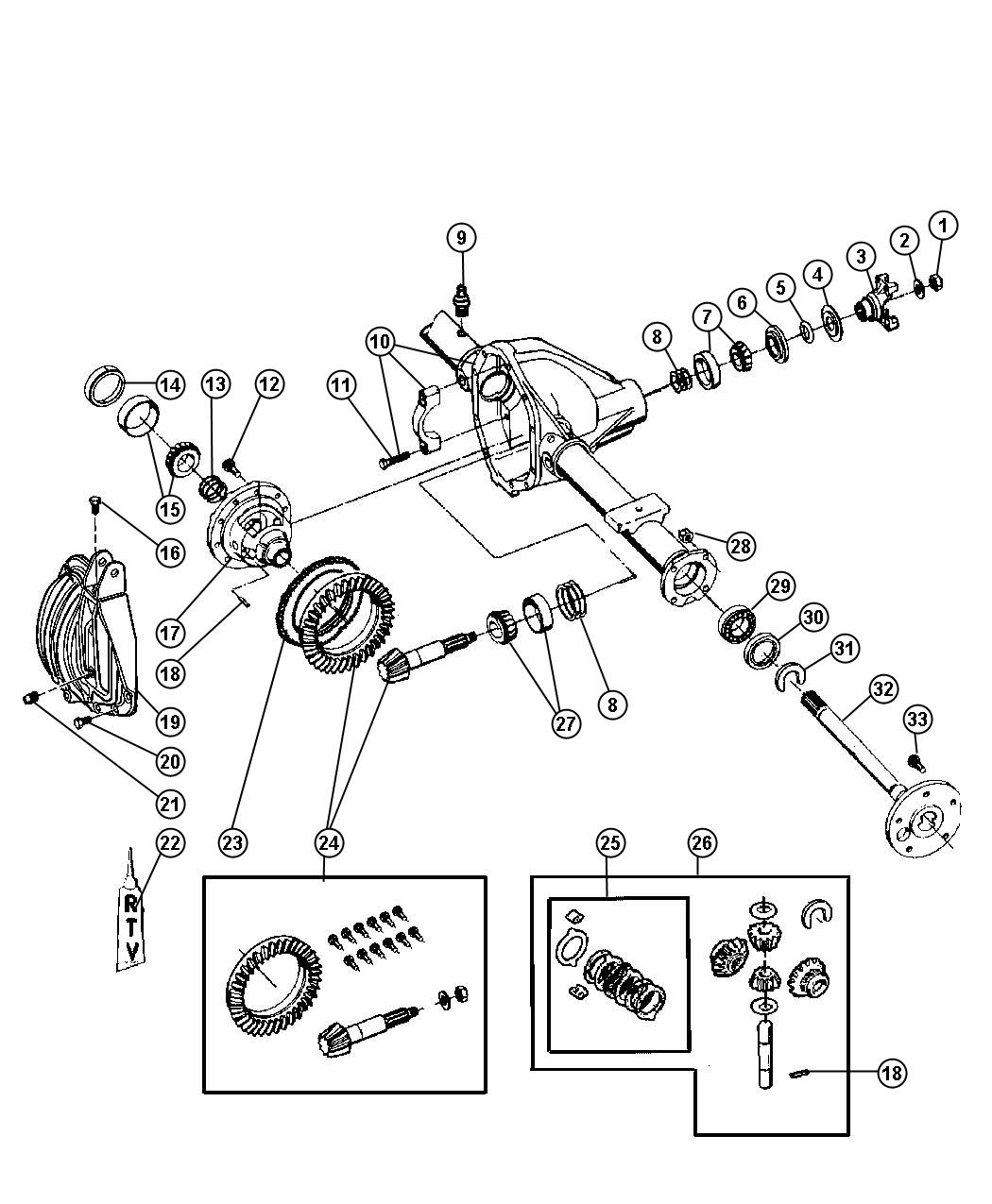 Diagram Axle Housing,Rear,With Differential Parts,Dana 60/248MM [Dana M60 HD/248MM Rear Axle] DR 1. for your Dodge Ram 1500  