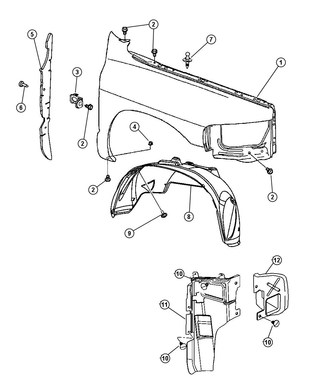 Diagram Front Fender. for your Dodge