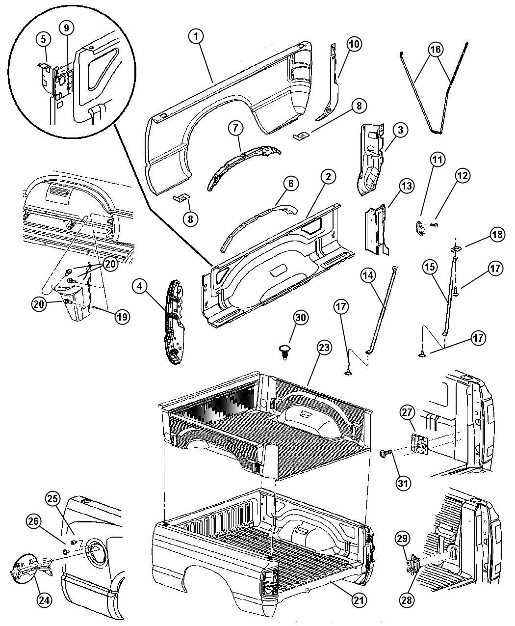 Diagram Quarter Panel. for your Dodge Ram 1500  