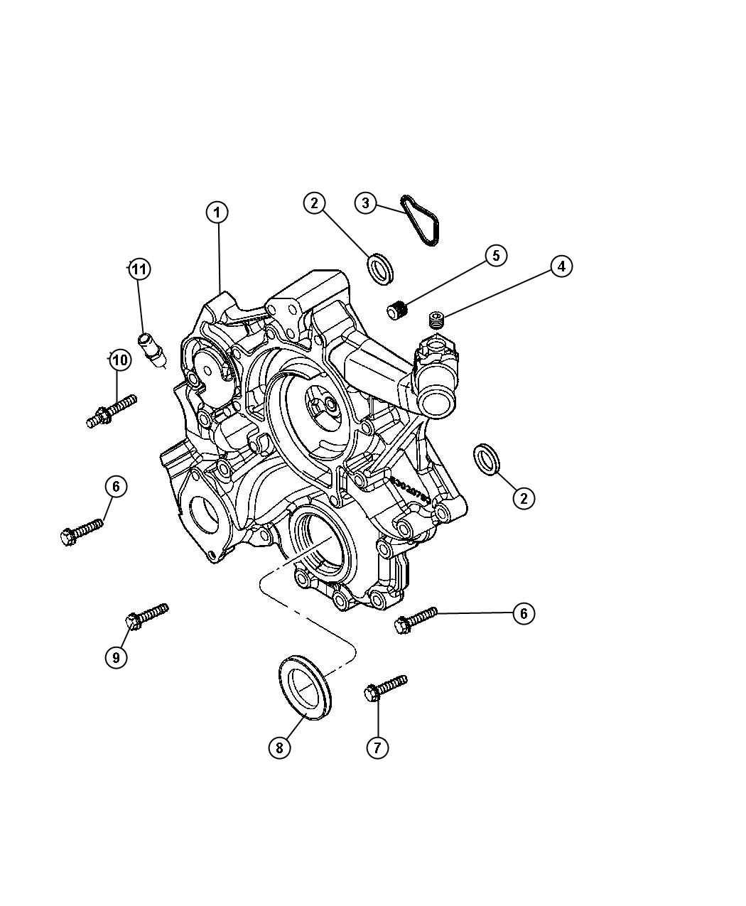 Diagram Timing Cover 3.7L [EGK]. for your Dodge