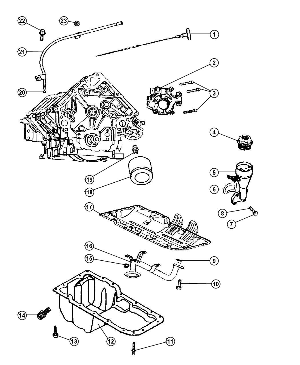 Diagram Engine Oiling 4.7L [4.7L V8 MPI Engine],[4.7L V8 FFV Engine]. for your Dodge