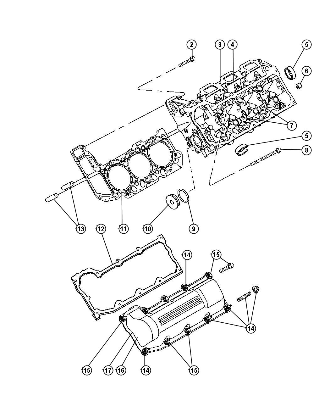 Diagram Cylinder Head 3.7L [3.7L V6 Engine]. for your Jeep