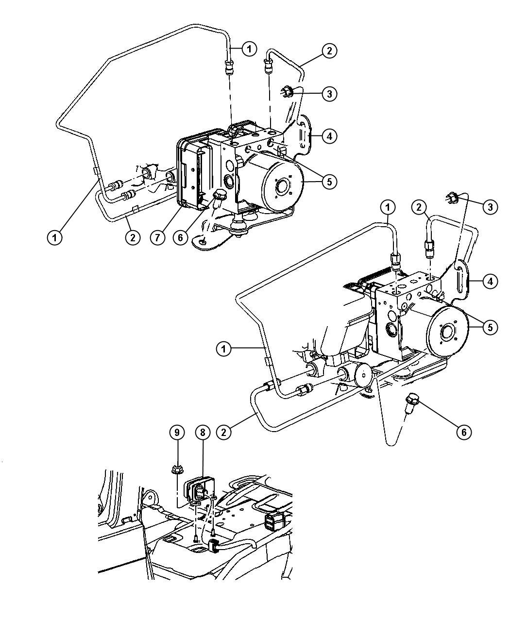 H C U and Brake Lines From HCU to Master Cylinder. Diagram