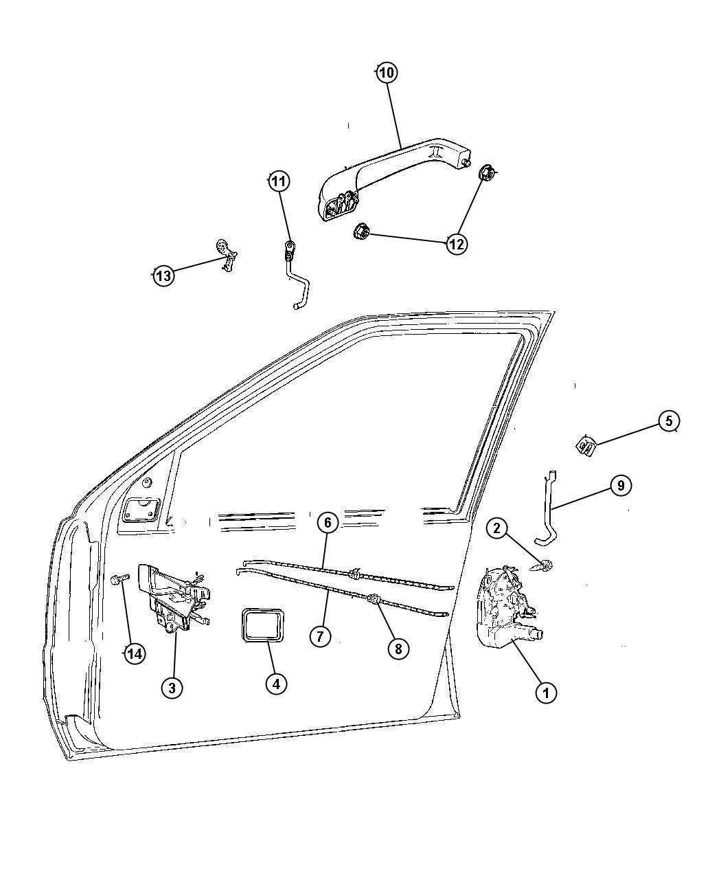 Door, Front Lock and Controls. Diagram