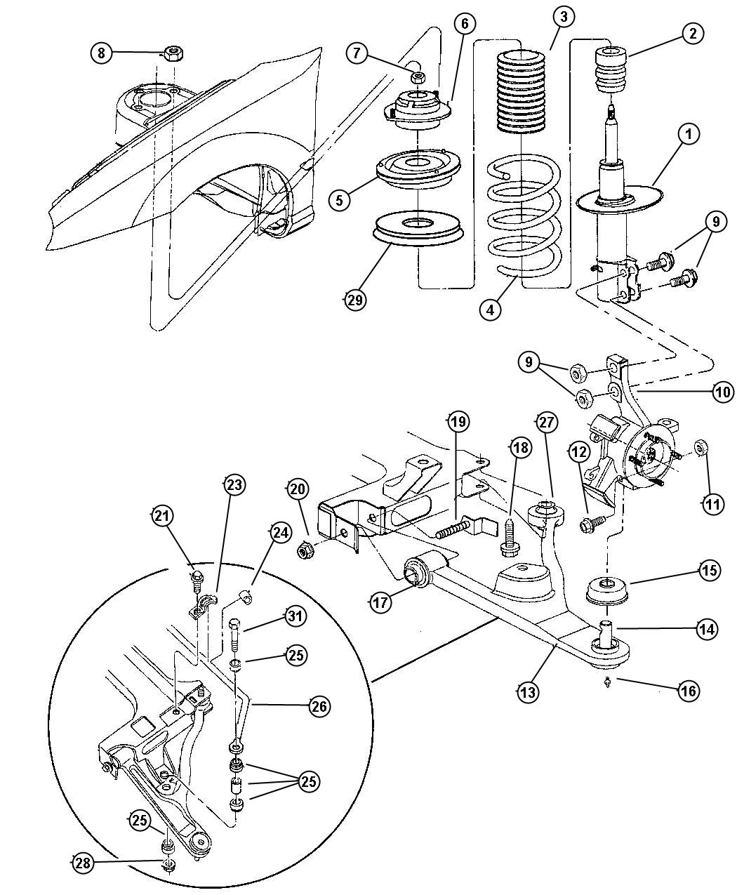 Diagram Suspension, Front. for your 1999 Dodge Dakota   