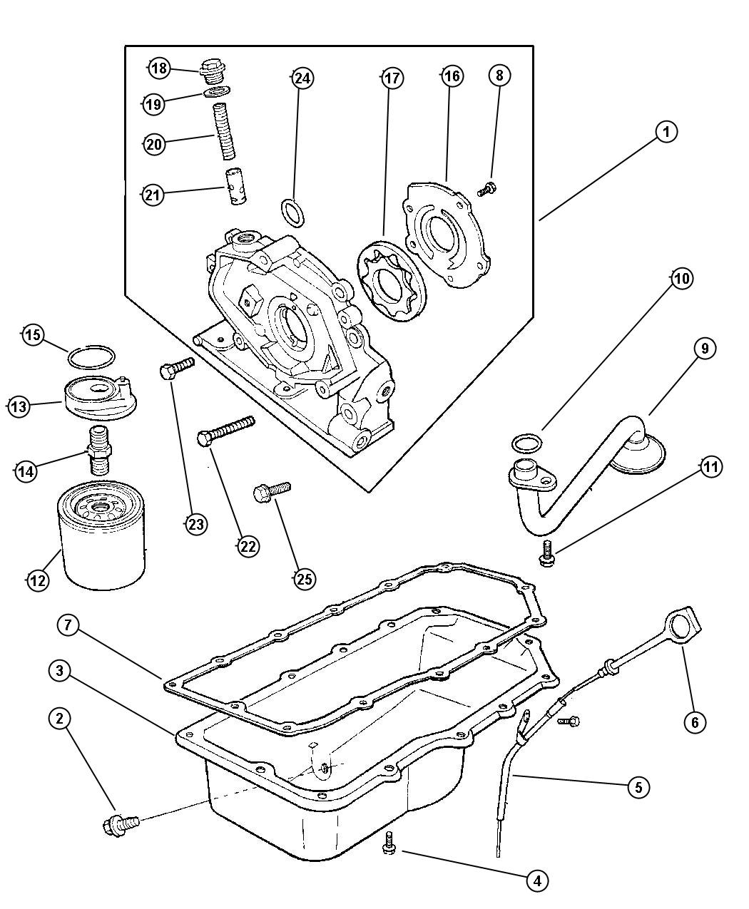 Diagram Engine Oiling 2.0L SOHC (ECB). for your 2000 Chrysler 300  M 