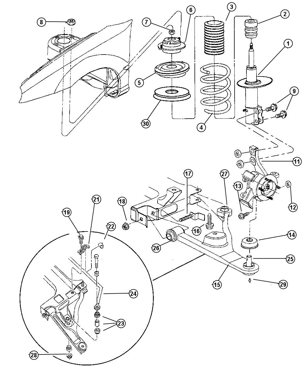 Diagram Suspension, Front. for your 1999 Dodge Dakota   