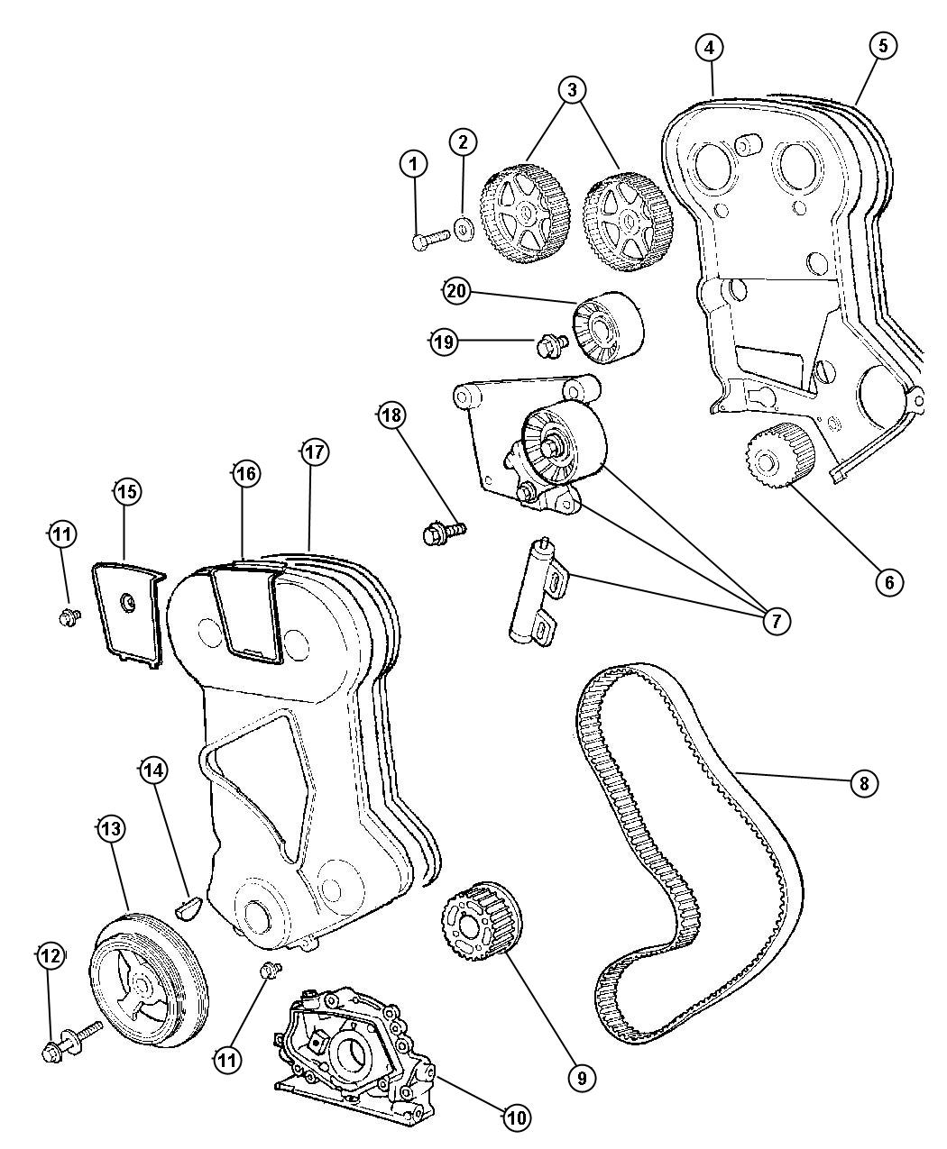 Diagram Timing Belt and Cover (ECC). for your Chrysler 300  M