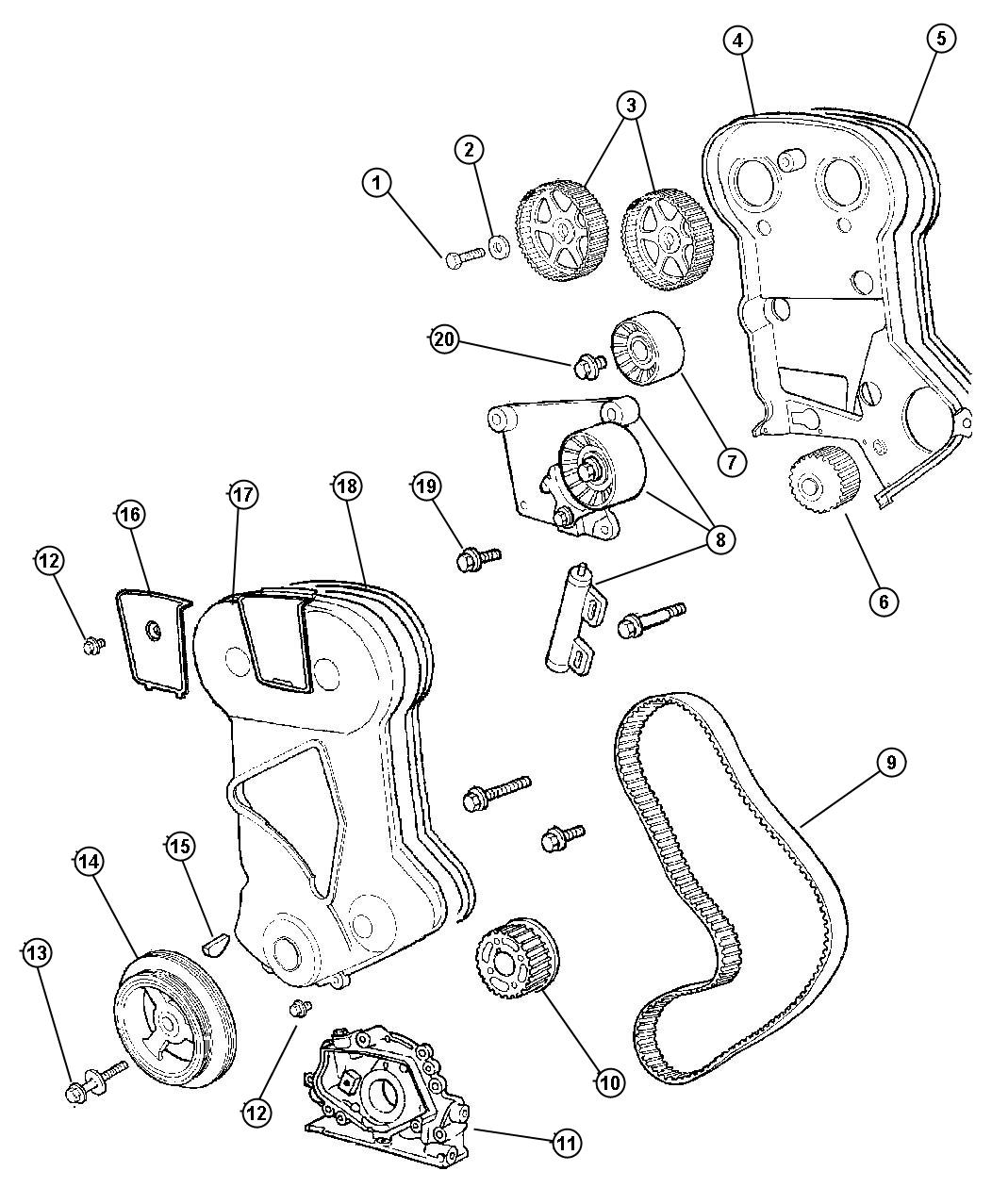 Diagram Timing Belt and Cover (ECM). for your Chrysler 300  M