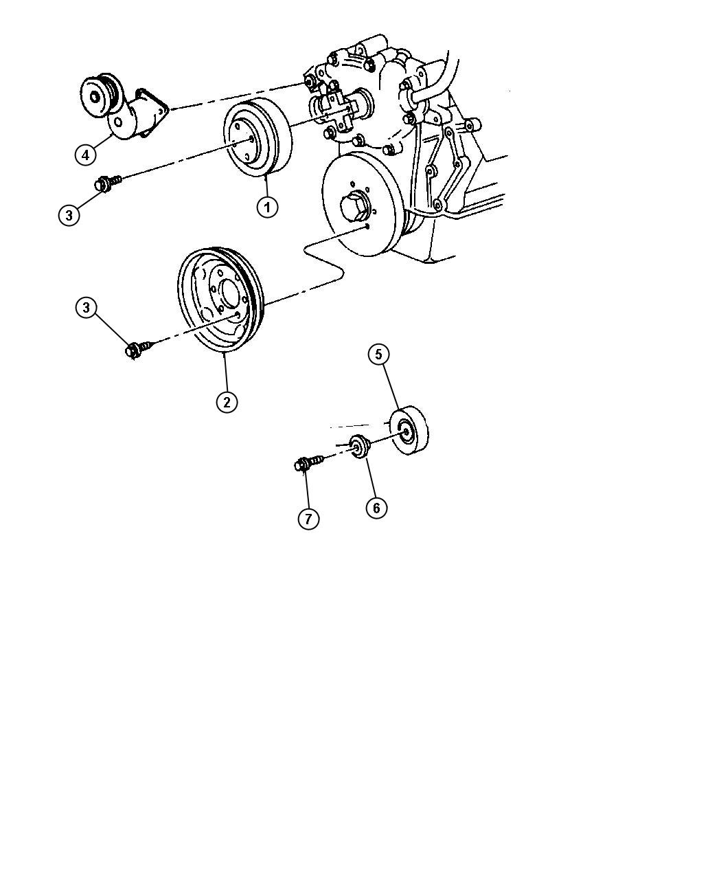 Diagram Drive Pulleys 3.9L, 5.2L And 5.9L Engine. for your 2001 Chrysler 300  M 