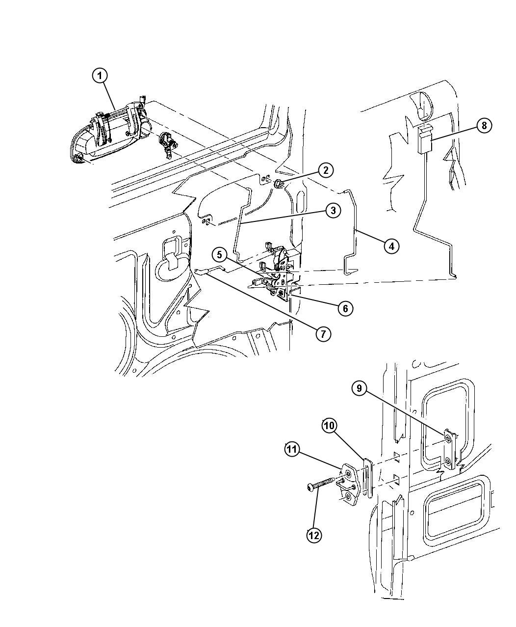 Diagram Door, Front Lock And Controls. for your Dodge