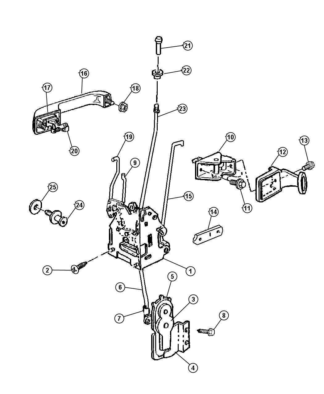 Door, Single Rear Cargo Lock And Controls. Diagram