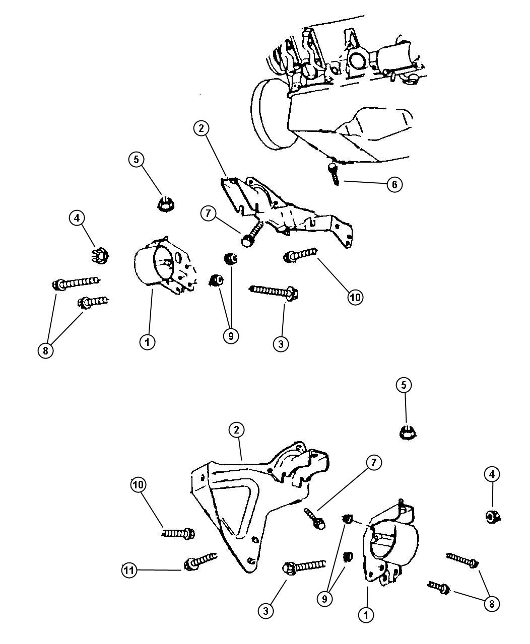 Engine Mounting, Front. Diagram