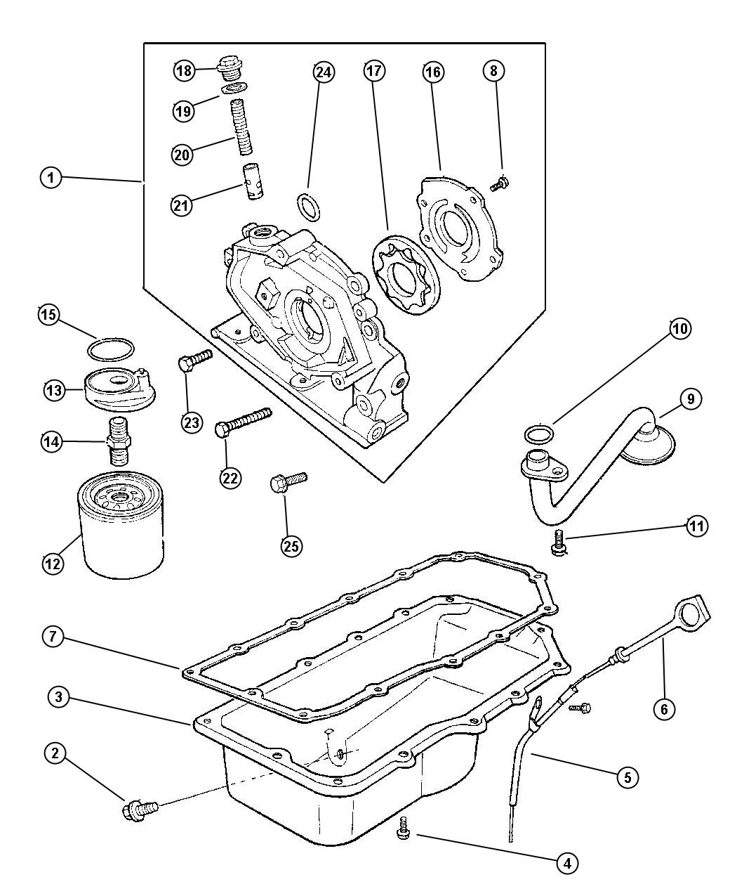 Diagram Engine Oiling 2.0L 4 Cyl SOHC (ECB). for your 2000 Chrysler 300 M  