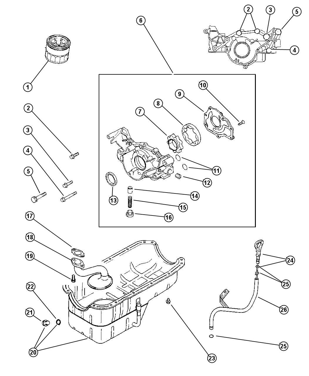 Engine Oiling 2.5L V-6 SOHC (EEB). Diagram