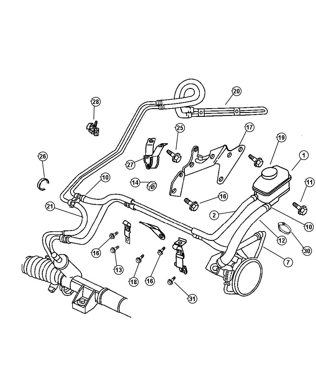 Diagram Hoses, Power Steering. for your 1998 Dodge Caravan   