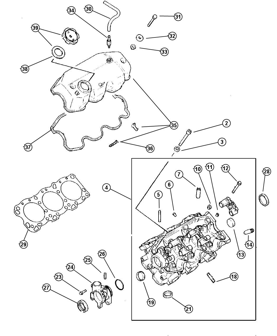 Diagram Cylinder Head 3.0L EFA Engine. for your 2000 Chrysler 300  M 