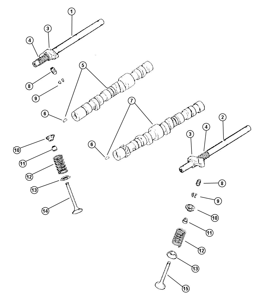 Camshaft and Valves 3.0L EFA Engine. Diagram