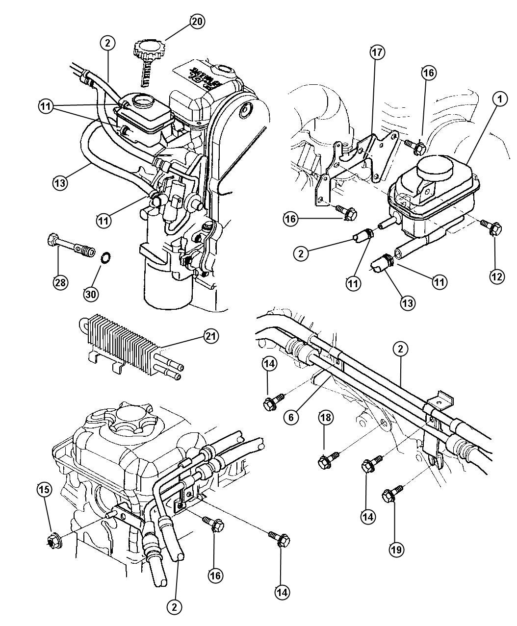 Diagram Hoses, Power Steering. for your 1998 Dodge Caravan   