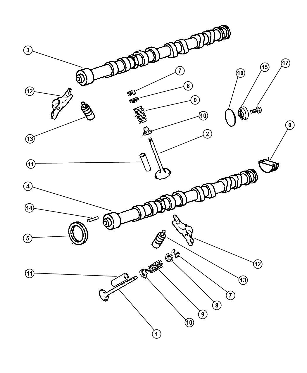 Diagram Camshaft and Valves 2.4L 4 Cyl DOHC 16V (MPI, EDZ). for your Chrysler 300 M 