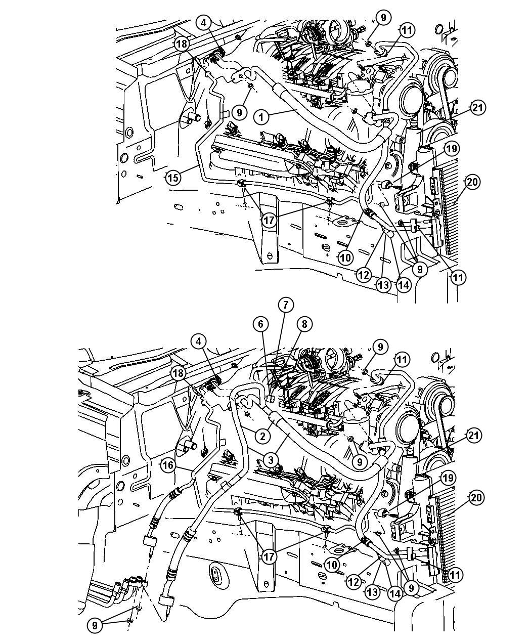 Diagram Plumbing, Air Conditioning 3.7, 4.7L Engine. for your 2004 Chrysler 300  M 