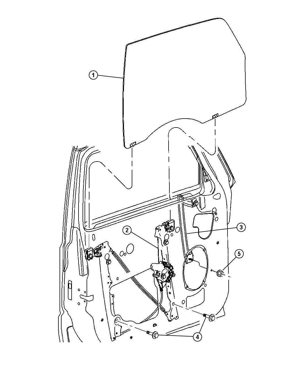 Diagram Door, Front Glass and Regulators. for your Jeep Commander  