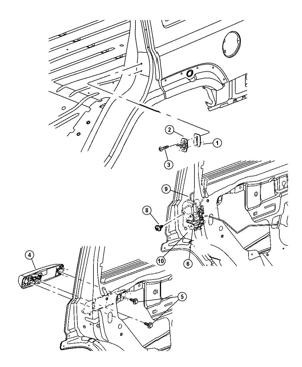 Diagram Door, Rear Lock and Controls. for your Jeep