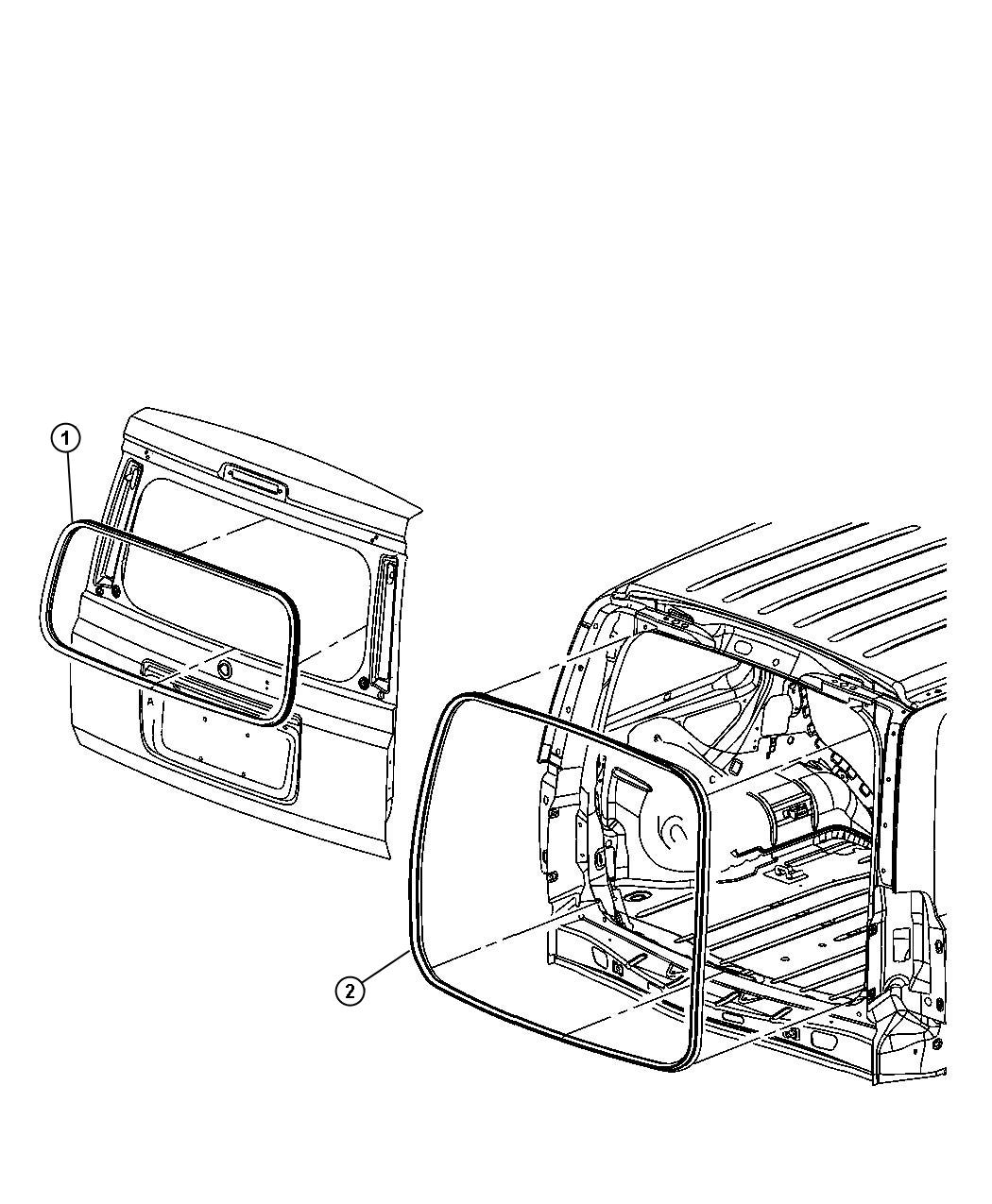 Diagram Door, Rear Lift Gate. for your Chrysler 300  M