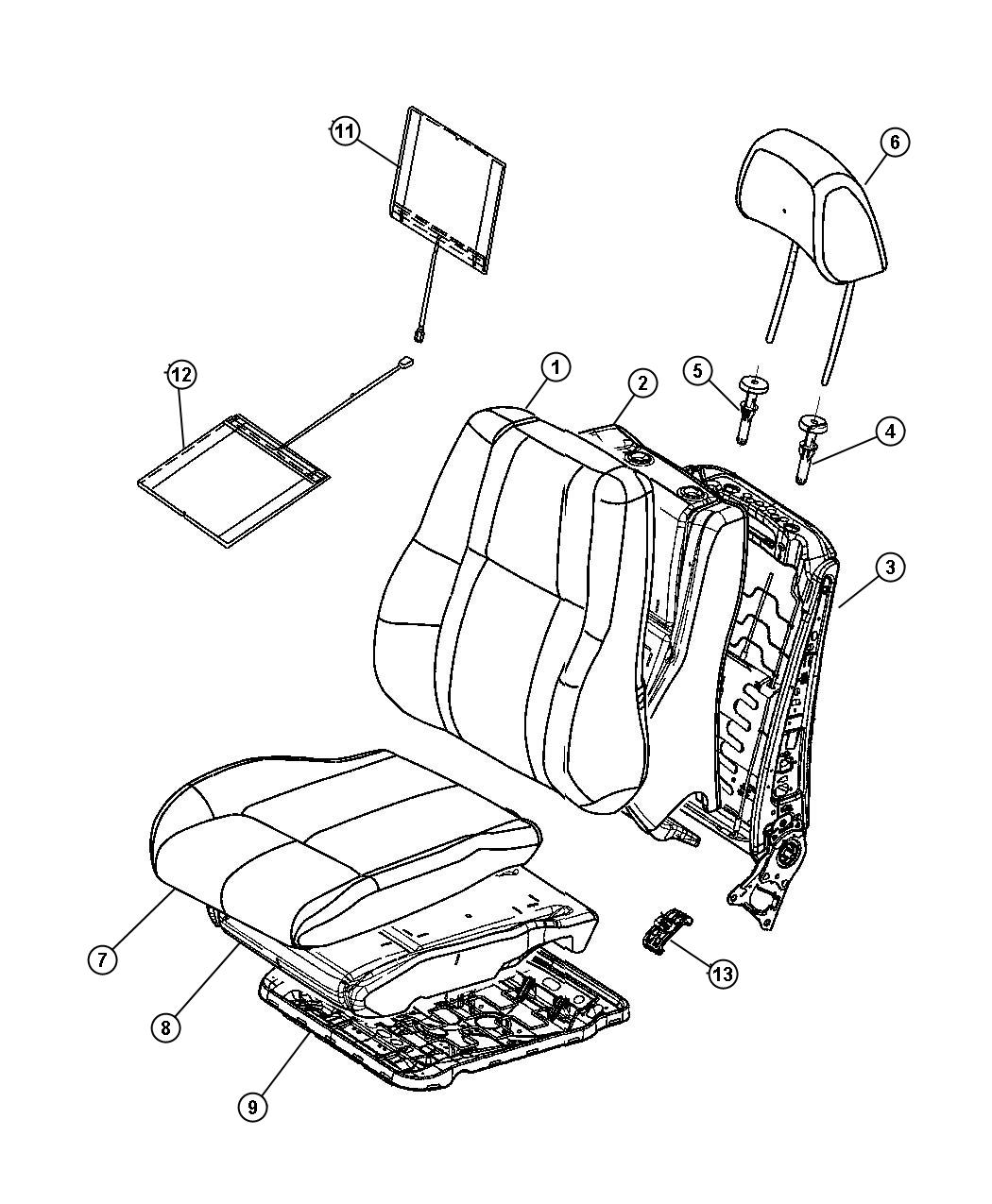 Diagram Front Seat, Leather, Trim Code [SL]. for your Jeep