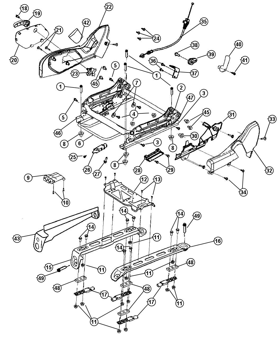 Diagram Adjuster, Recliners, Manual Passenger Seat. for your 2005 Dodge Stratus   