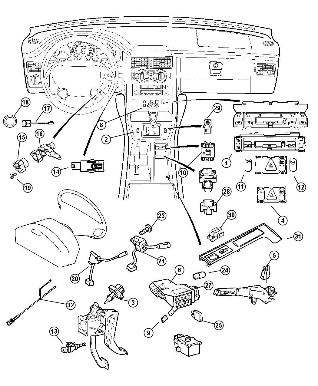 Diagram Switches Instrument Panel. for your 2000 Dodge Avenger   