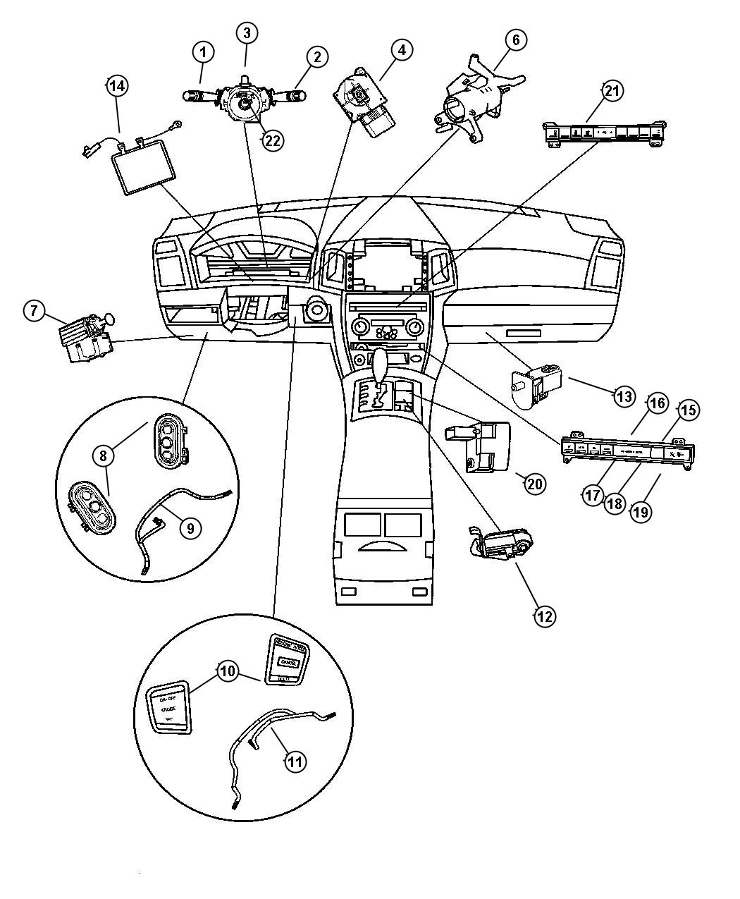Diagram Switches (Instrument Panel and Console). for your 2006 Jeep Commander   
