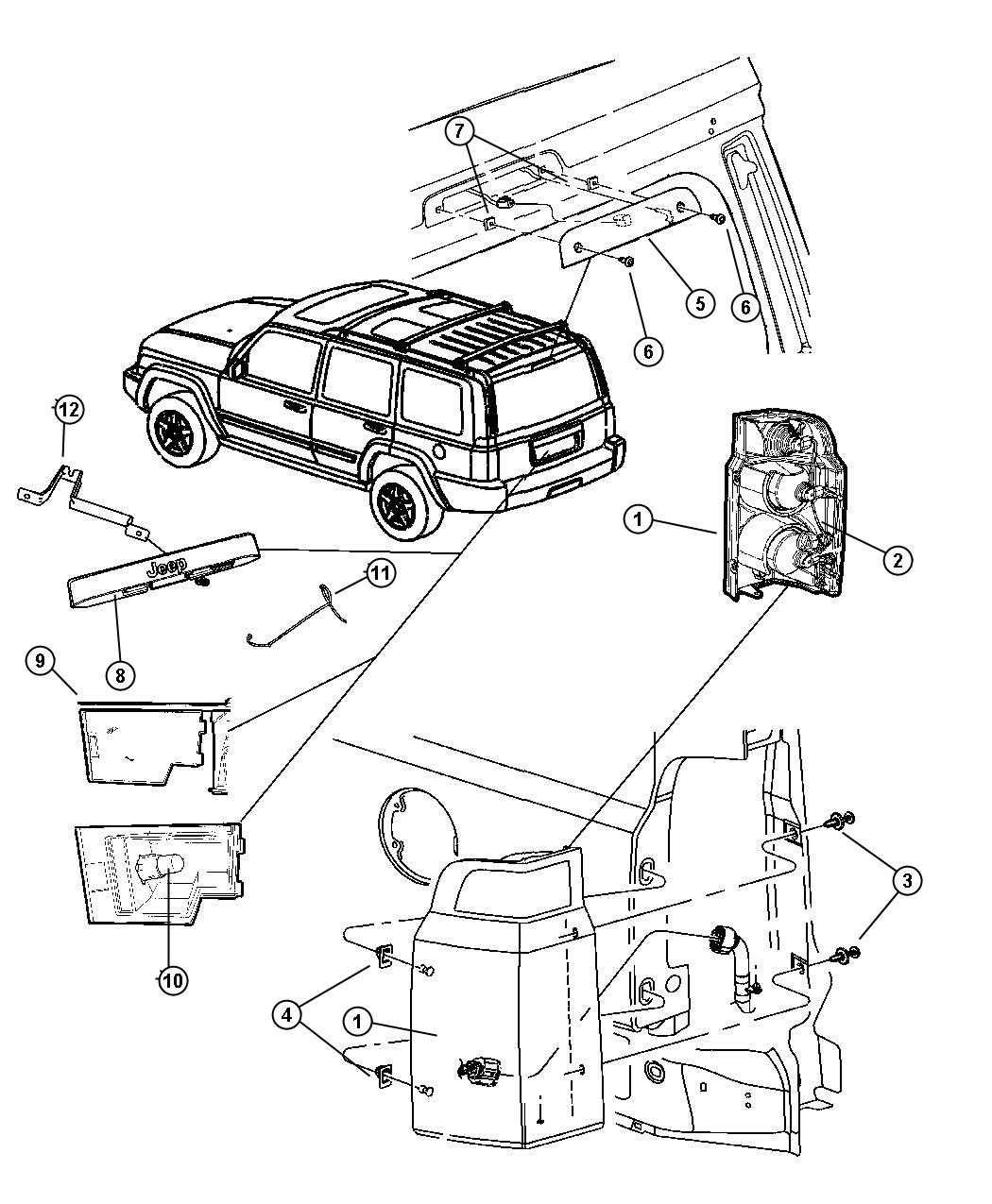 Diagram Lamp - Rear End. for your Jeep Commander  