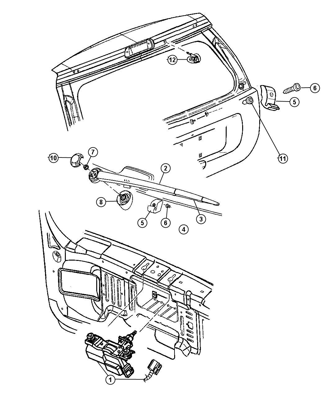 Rear Wiper and Washer System. Diagram