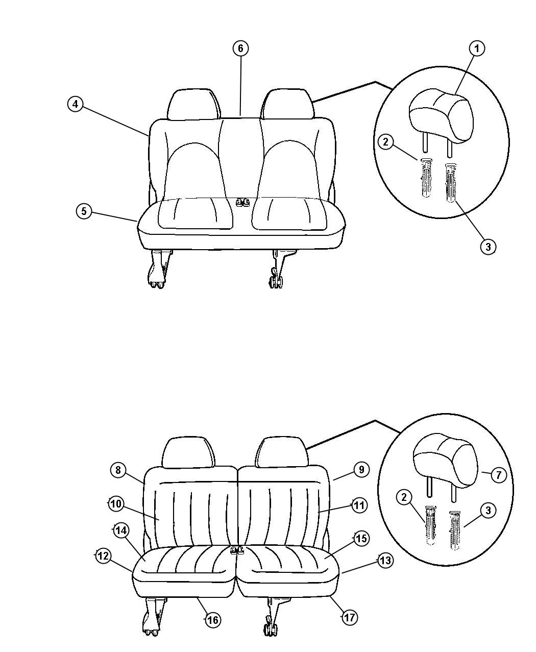 Diagram Third Seat - 3 Passenger. for your Fiat